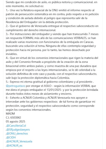 Мария Алехандра Диас осудил это