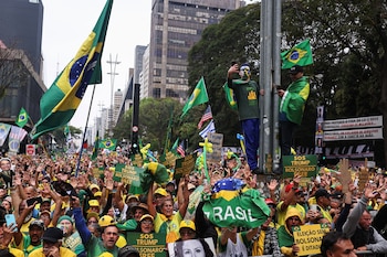 Несколько протестующих помахали флагами