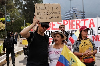 Протестующие протестующие в Кито, Эквадор