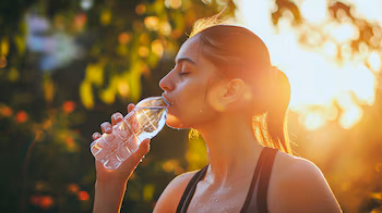 Человек пьет воду из бутылки (иллюстративное изображение Infobae)